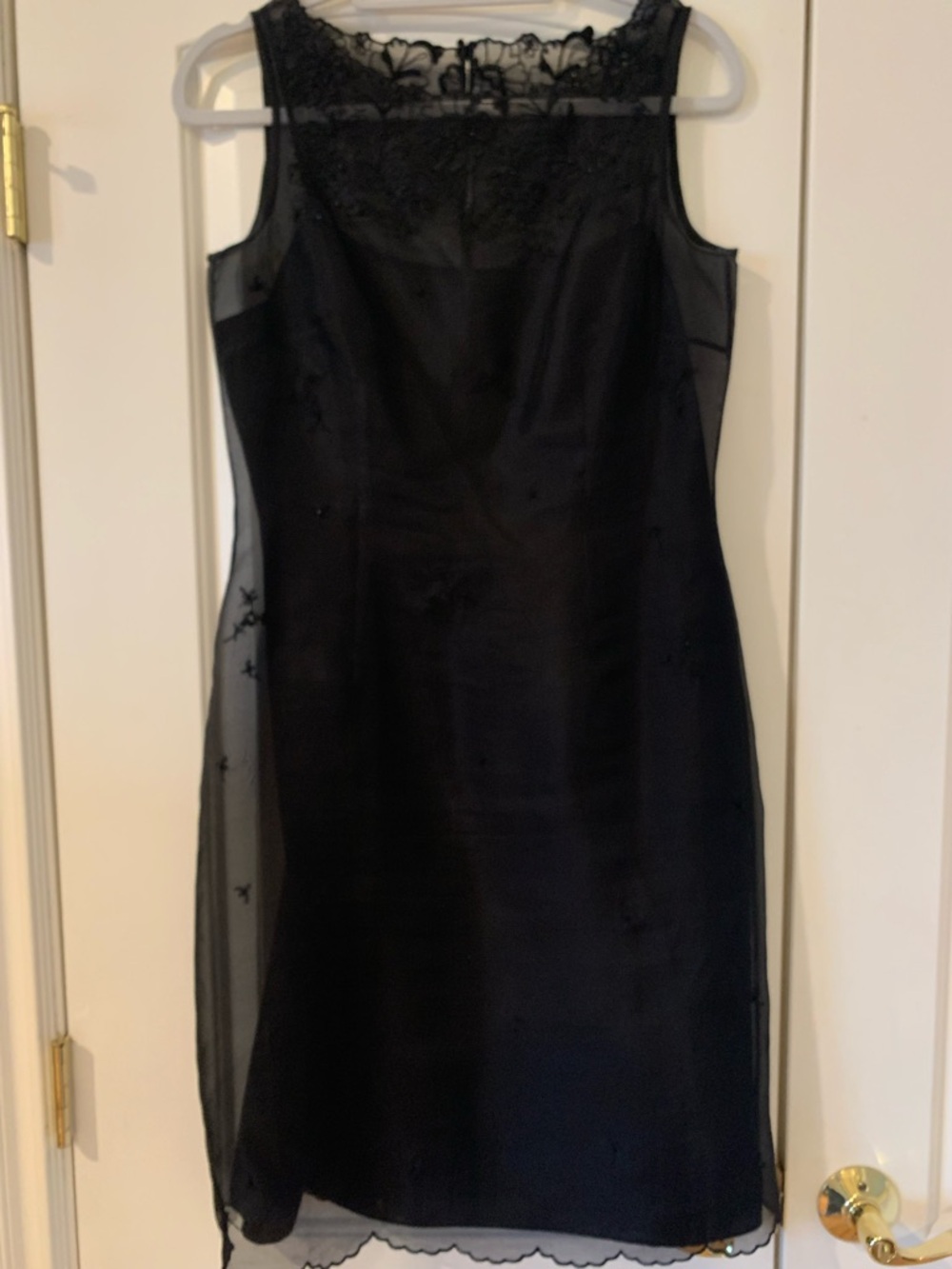 Ann Taylor Black Lace-Detail Silk Dress